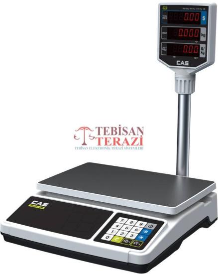 Fiyat Hesaplamalı Terazi 15 Kg 2/5 Gr | CAS PR-PLUS LED Boyunlu Pazarcı Manav Market Terazisi