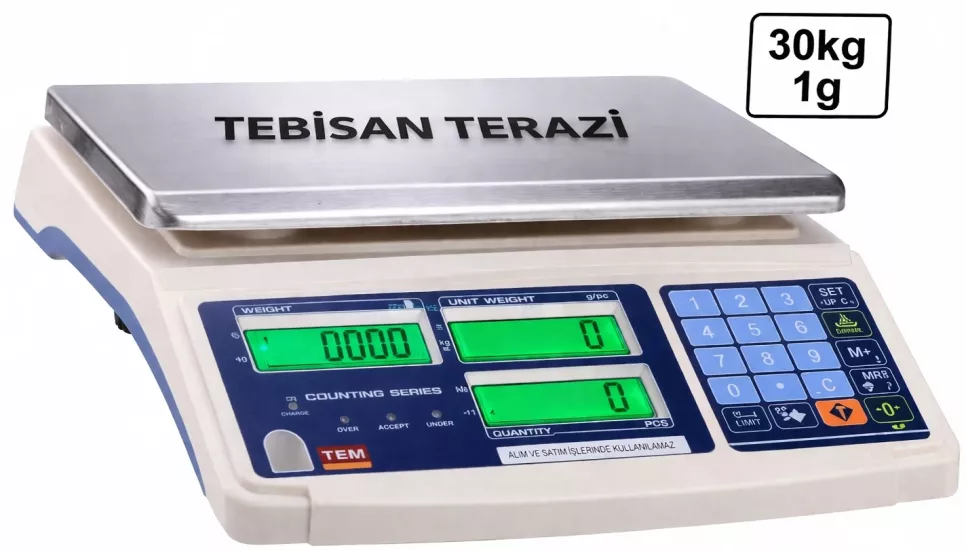 TEM ACS30X1 - ACS 30 Kg 1 Gr Sayım & Sayıcı Terazi | TEBİSAN TERAZİ