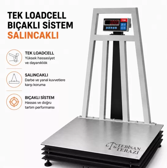 TEM AHT 3000 Kg Platform Baskül 150x150 | Çift Şase Güçlendirilmiş Ağır Hizmet Tipi Endüstriyel Sanayi Baskülü – TEBİSAN TERAZİ