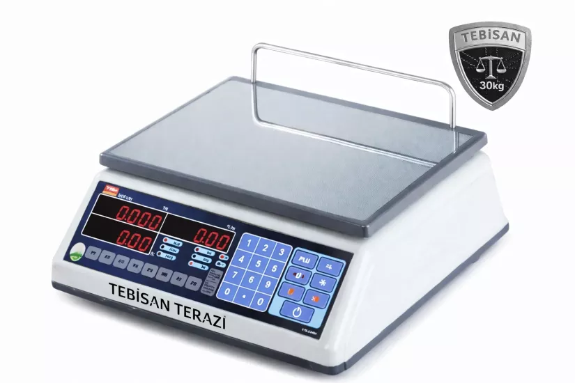 Fiyat Hesaplamalı Terazi 30 Kg 5/10 Gr | TEM EGE LED Pazarcı Manav Market Terazisi