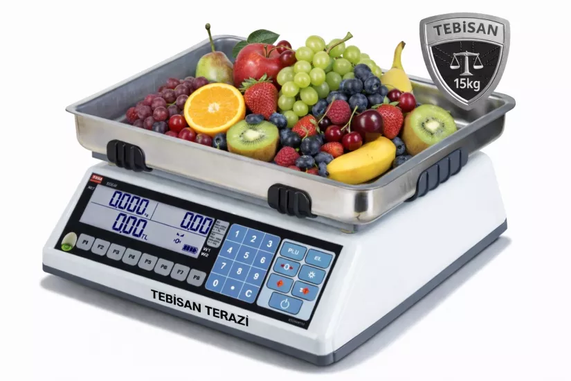 Fiyat Hesaplamalı Terazi 15 Kg 2/5 Gr | TEM EGE LCD Pazarcı Manav Terazisi