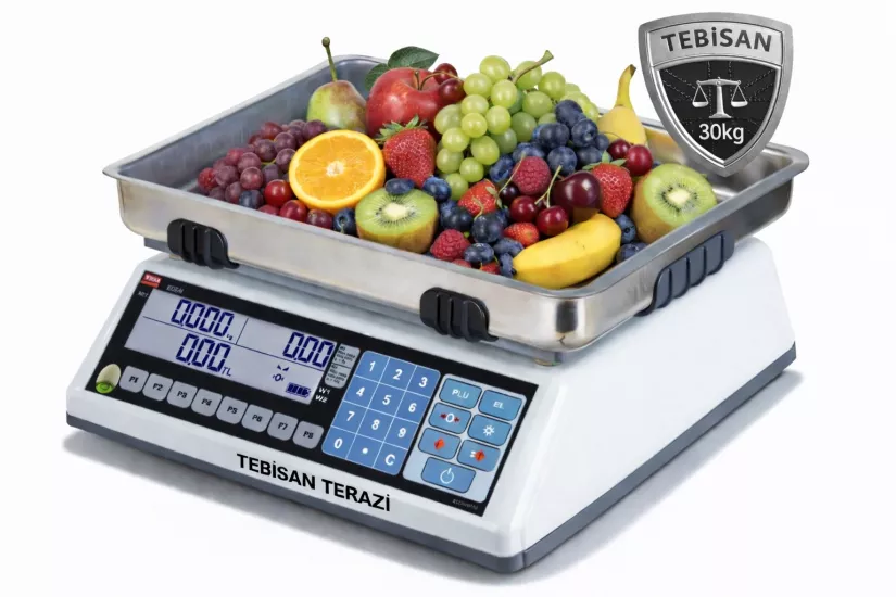 Fiyat Hesaplamalı Terazi 30 Kg 5/10 Gr | TEM Pazarcı Manav Terazisi