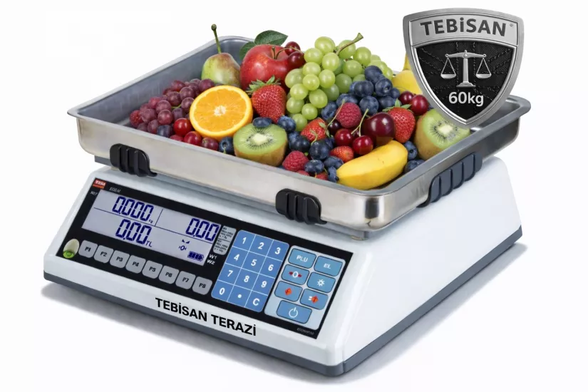 Fiyat Hesaplamalı Terazi 60 Kg 10/20 Gr | TEM EGE LCD Pazarcı Manav Terazisi