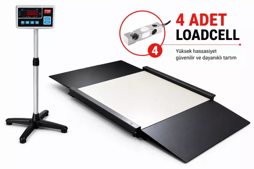 TEM 1500 Kg Platform Baskül 100x200 Rampalı | 4 Loadcell Endüstriyel Palet ve Yük Tartım Baskülü – TEBİSAN TERAZİ