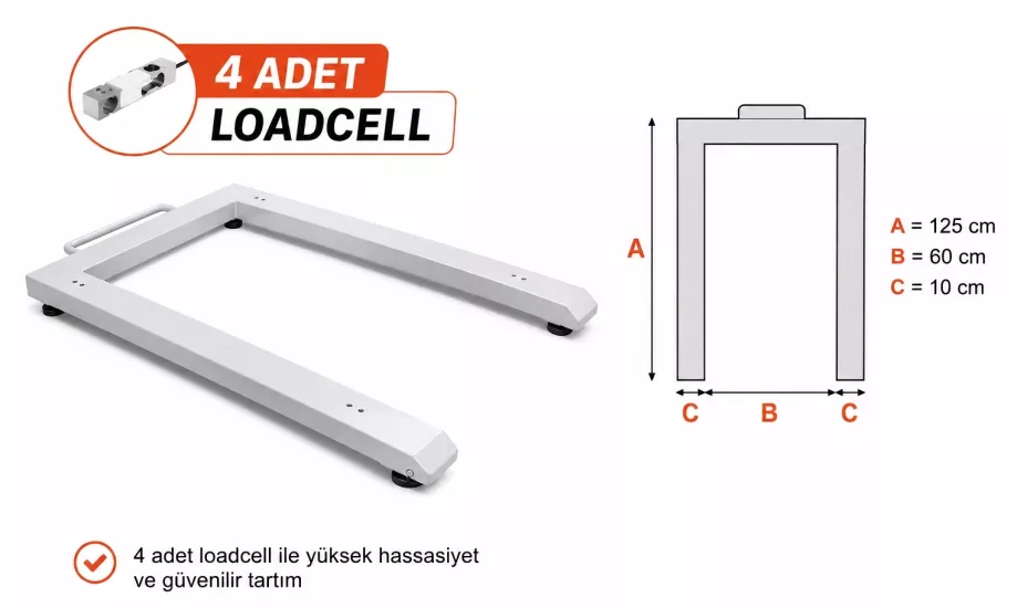 TEM 1500 Kg U Tipi Platform Baskül 80x125 Onaylı | 4 Loadcell Endüstriyel Palet Tartım Baskülü – TEBİSAN TERAZİ