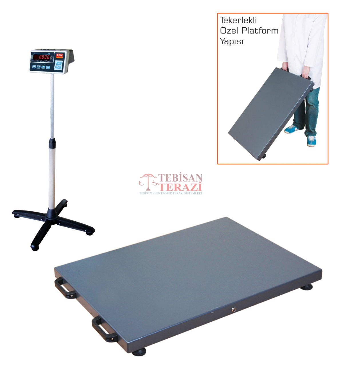 TEM VETERİNER BASKÜLÜ 150KG 50GR 65x95 TARTIM TEB