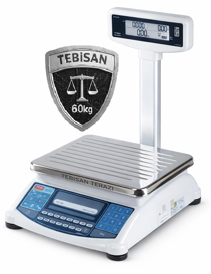 TEM ATA T BOYUNLU 60KG 10/20GR FİYAT HESAPLAMALI TERAZİ
