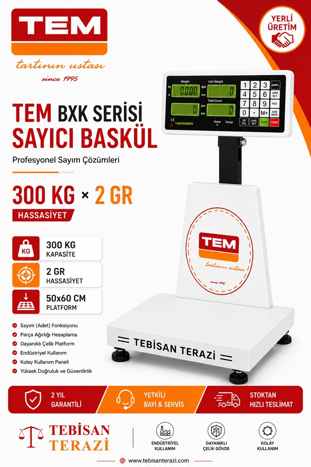 TEM BXK 300KG 2GR SAYICI BASKÜL 50x60 CM