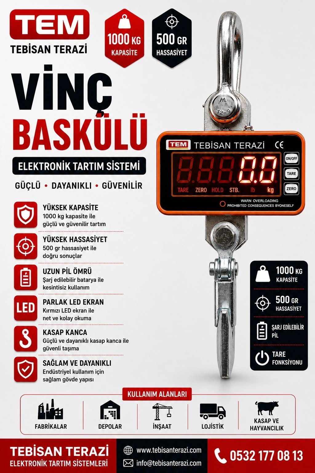 TEM CSH 1000 KG X 500 GR ÇENGEL BASKÜL