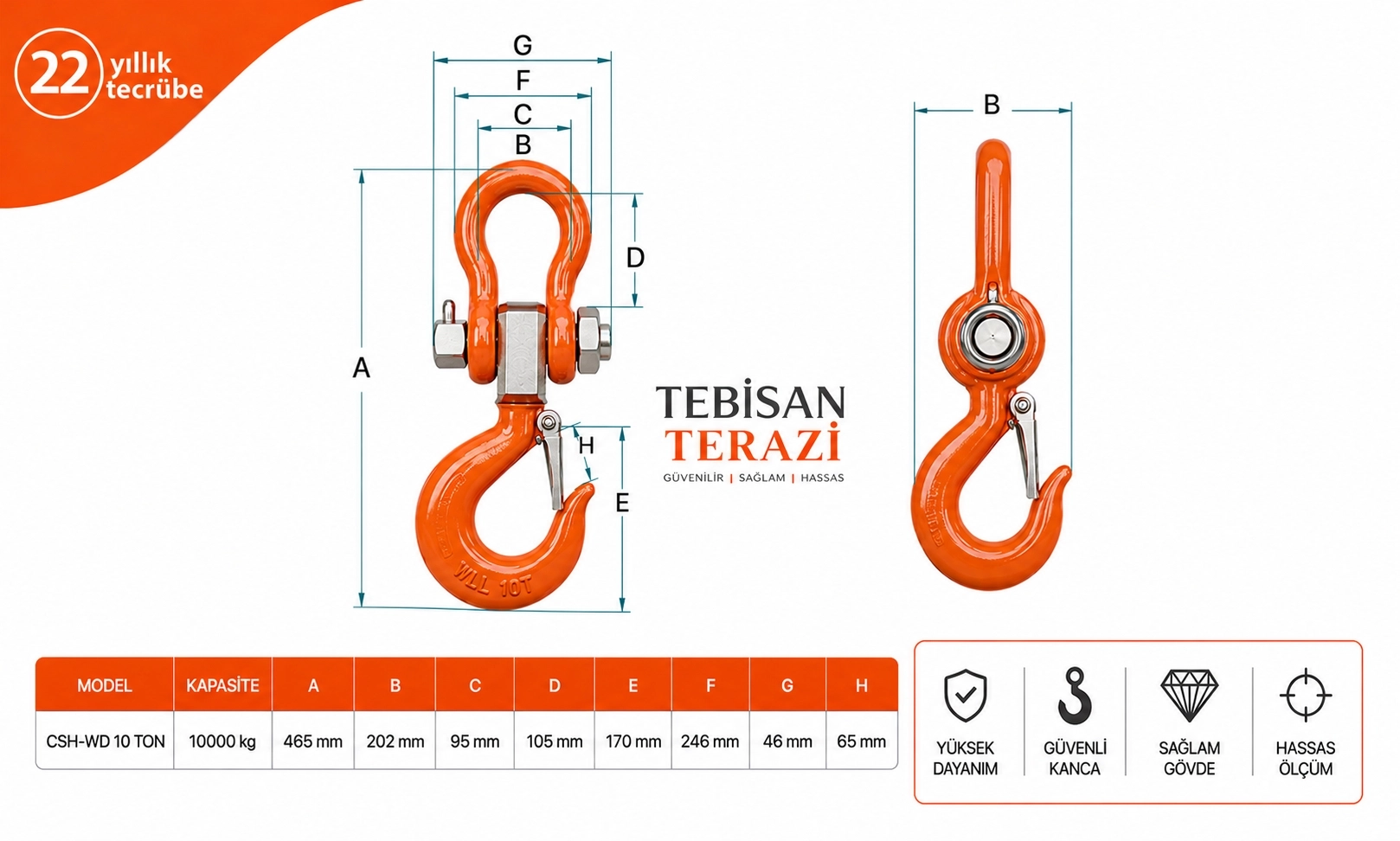 TEM VİNÇ BASKÜLÜ KABLOSUZ KUMANDALI 10TON 5KG TARTIM CSH-WD