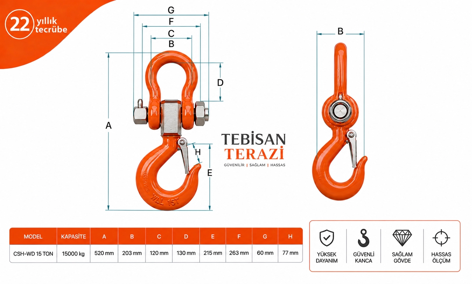 TEM VİNÇ BASKÜLÜ KABLOSUZ KUMANDALI 15TON 5KG TARTIM CSH-WD
