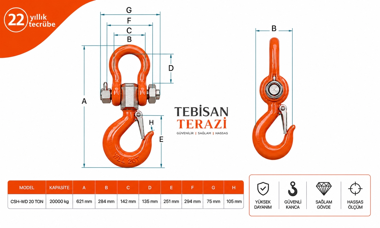TEM VİNÇ BASKÜLÜ KUMANDALI YAZICILI 20TON 10KG TARTIM CSH-WP