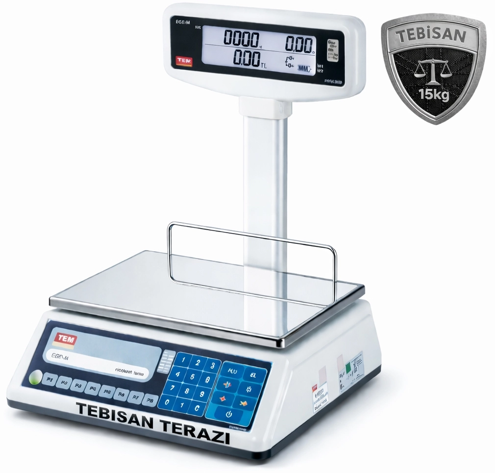 TEM EGE T BOYUNLU 15KG 2/5GR FİYAT HESAPLAMALI TERAZİ