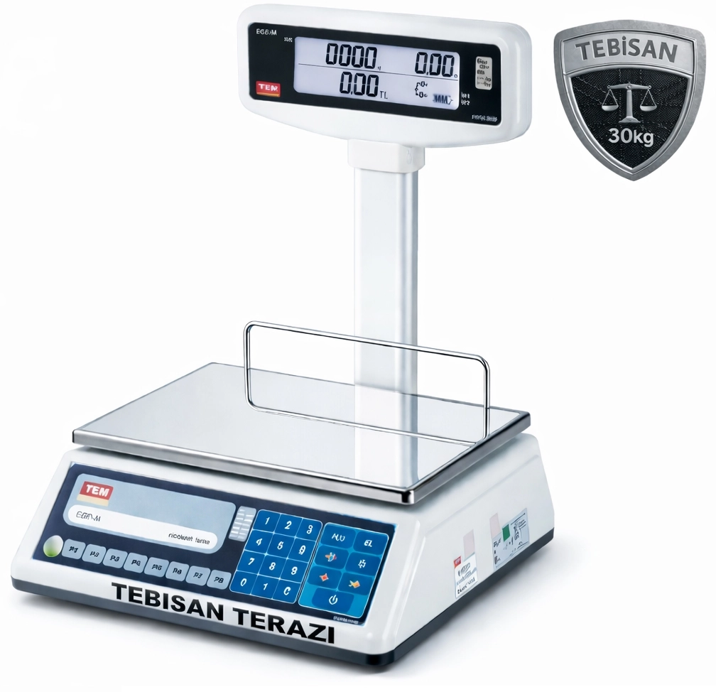 TEM EGE T BOYUNLU 30KG 5/10GR FİYAT HESAPLAMALI TERAZİ