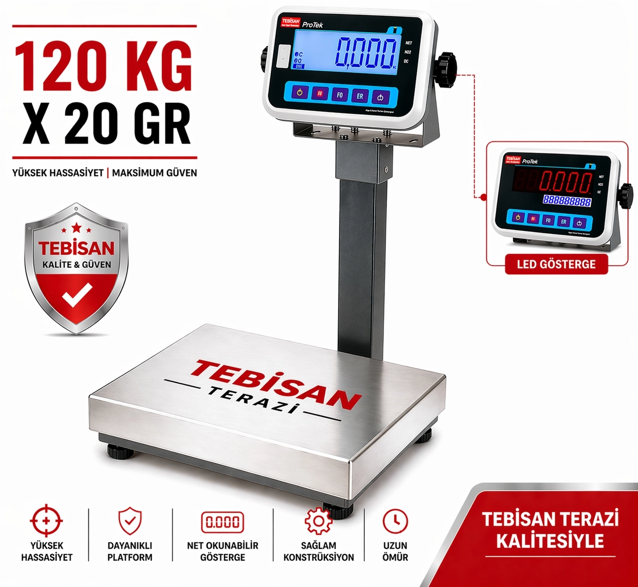 TEM EKO 120KG 20GR PASLANMAZ TERAZİ 28x35 CM