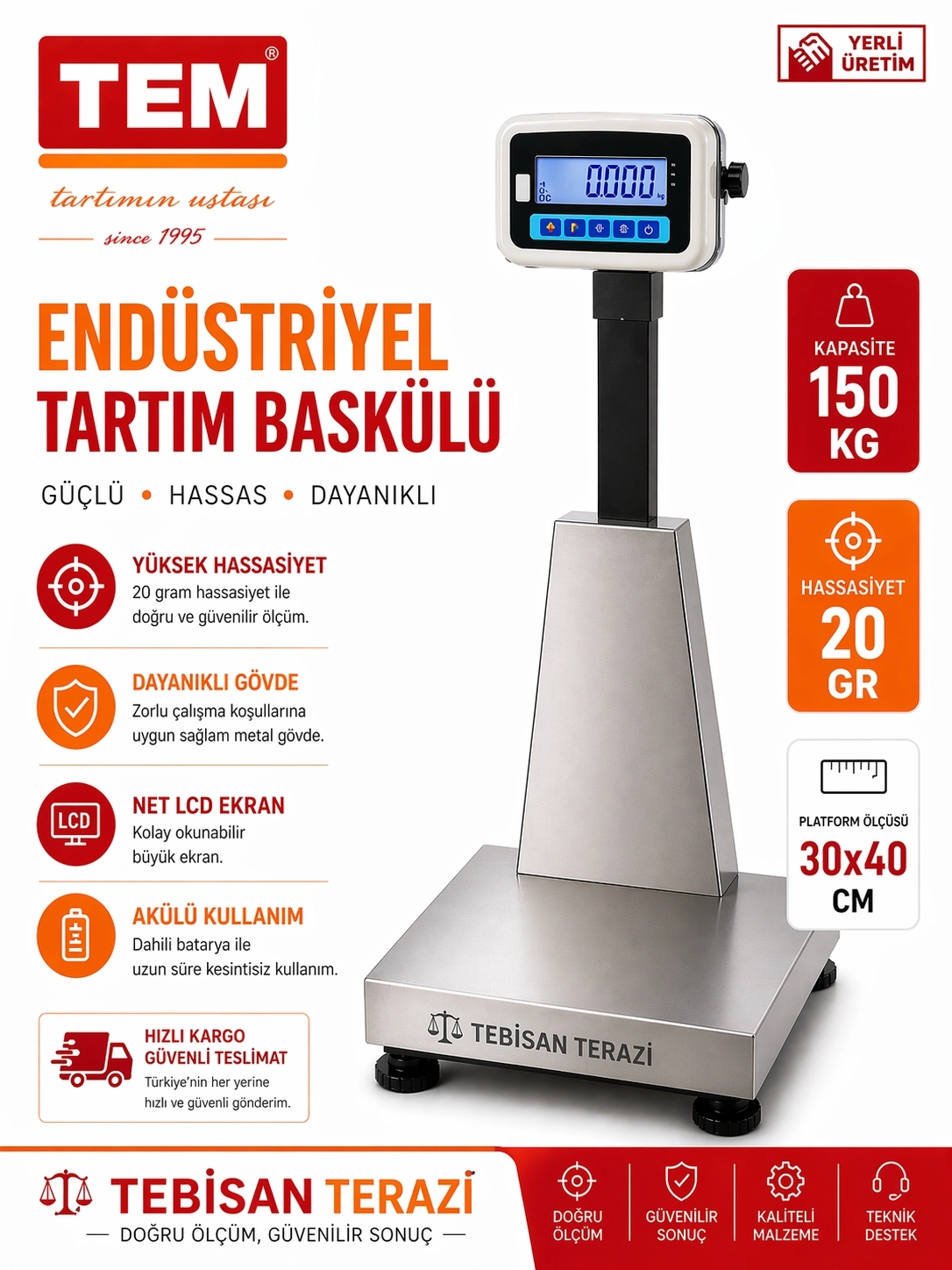 TEM EKO 150KG 20GR BASKÜL 30x40 CM