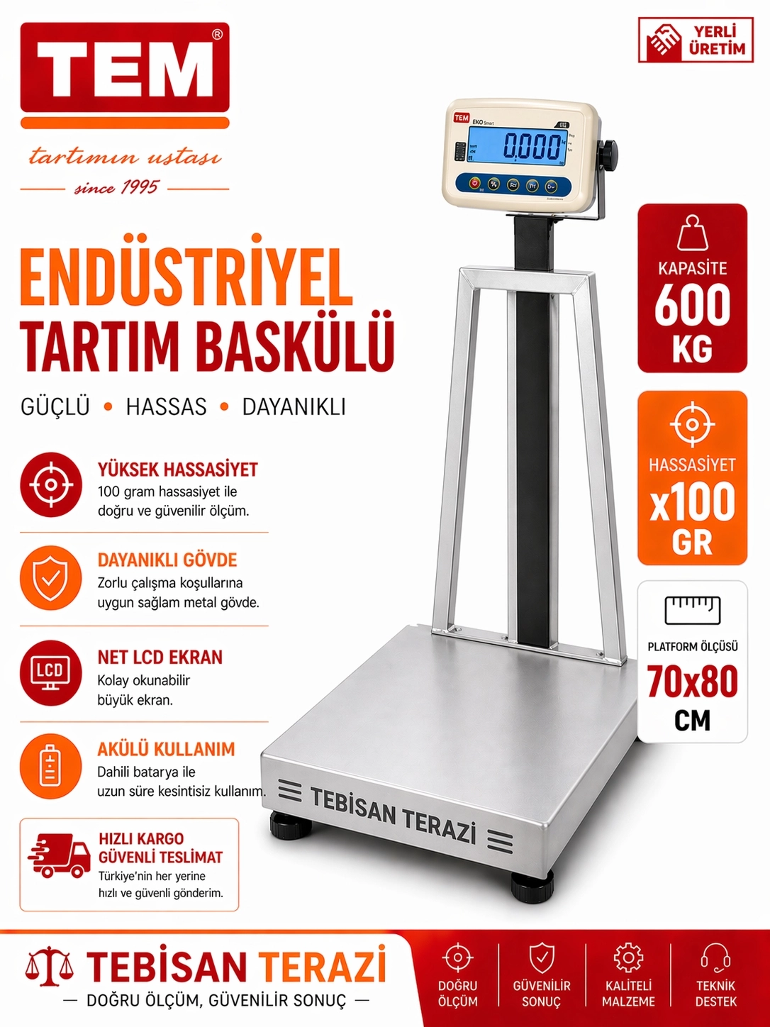 TEM EKO 600KG 100GR BASKÜL 70x80 CM