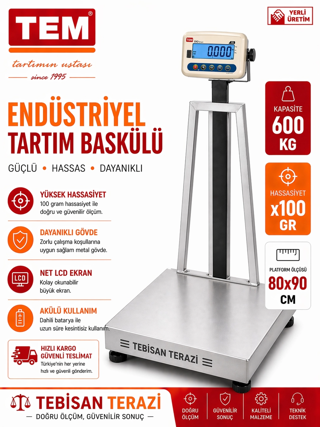TEM EKO 600KG 100GR BASKÜL 80x90 CM