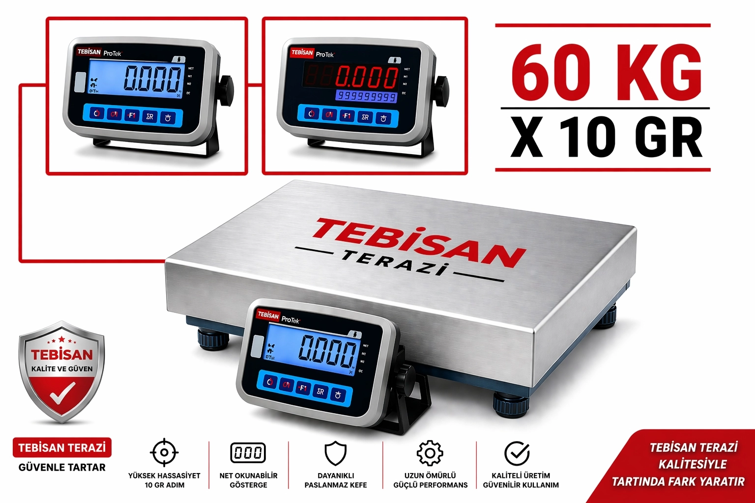 TEM EKO 60KG 10GR PASLANMAZ TERAZİ 28x35 CM