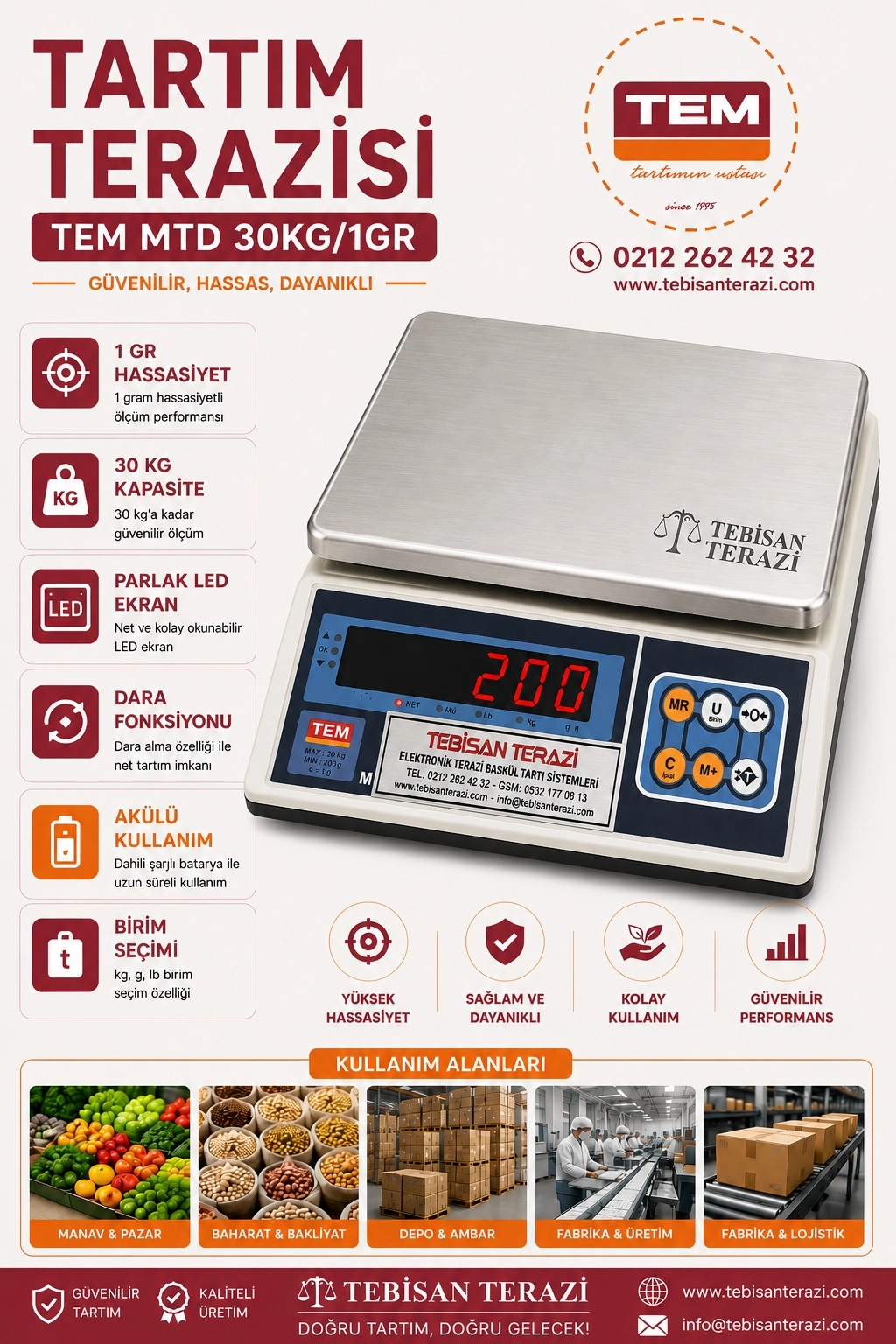 TEM MTD 30KG 1GR TARTIM TERAZİSİ