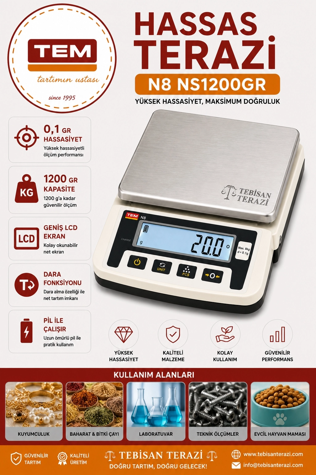 TEM NS1200GR 0,1GR HASSAS TERAZİ