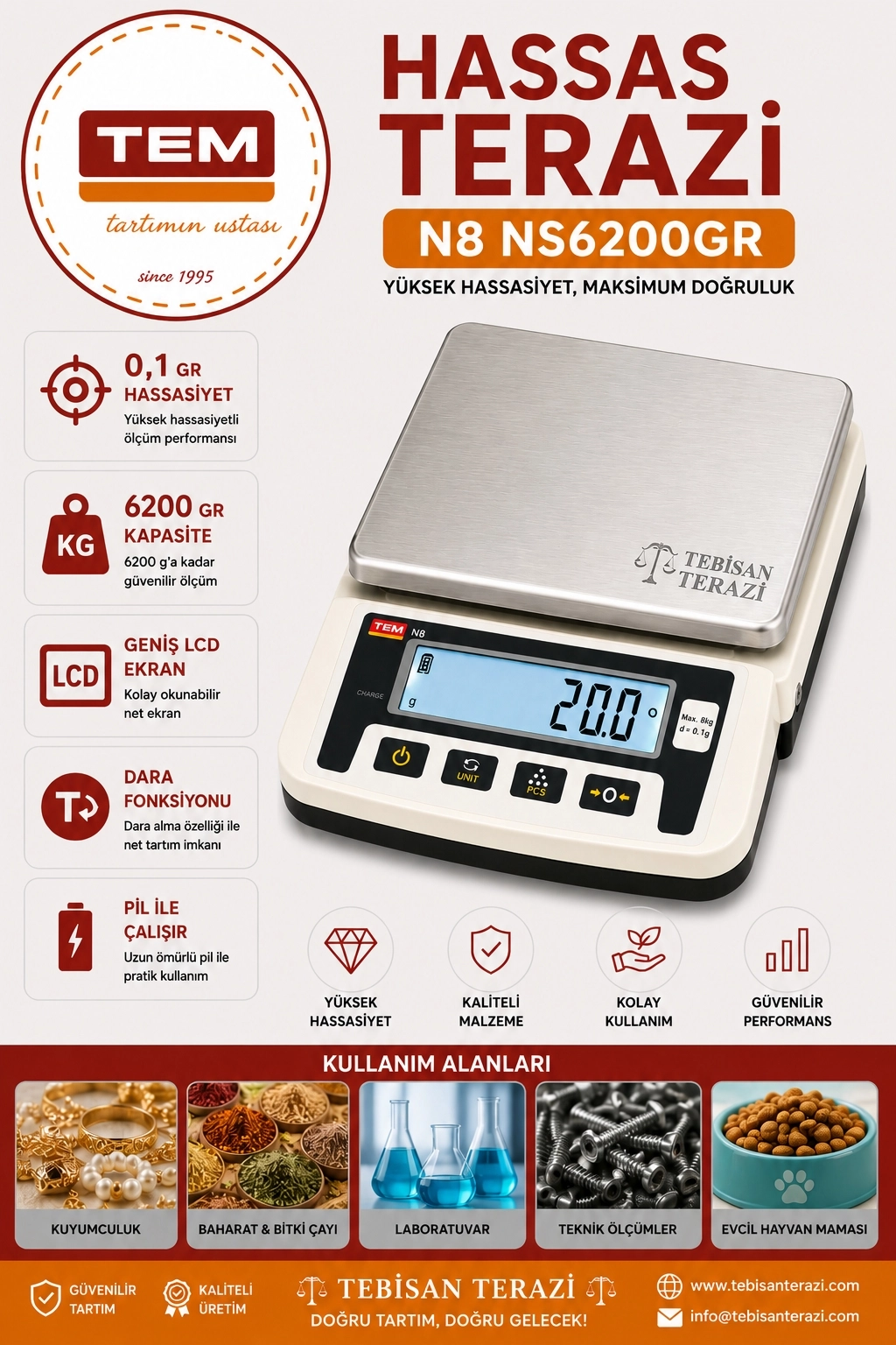 TEM NS6200GR 0,1GR HASSAS TERAZİ
