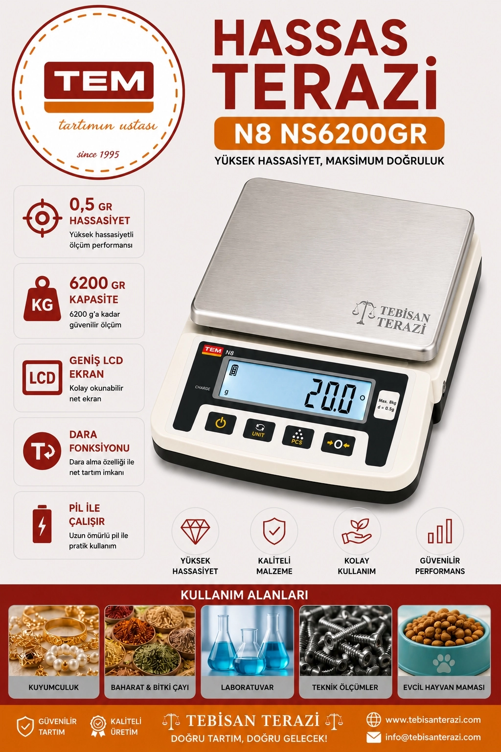 TEM NS6200GR 0,5GR HASSAS TERAZİ