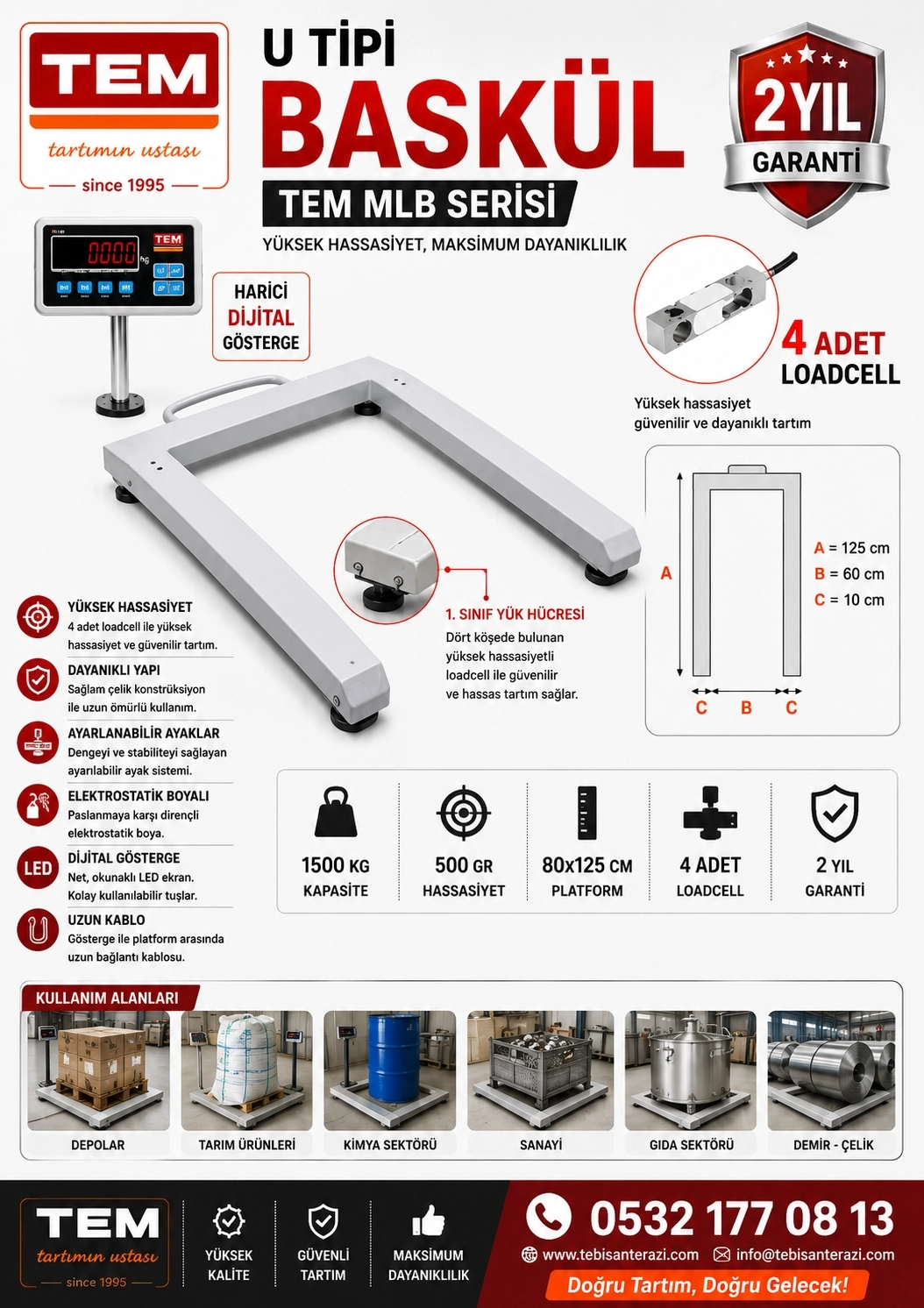 TEM MLB U TİPİ BASKÜL 1500KGx500GR 80x125