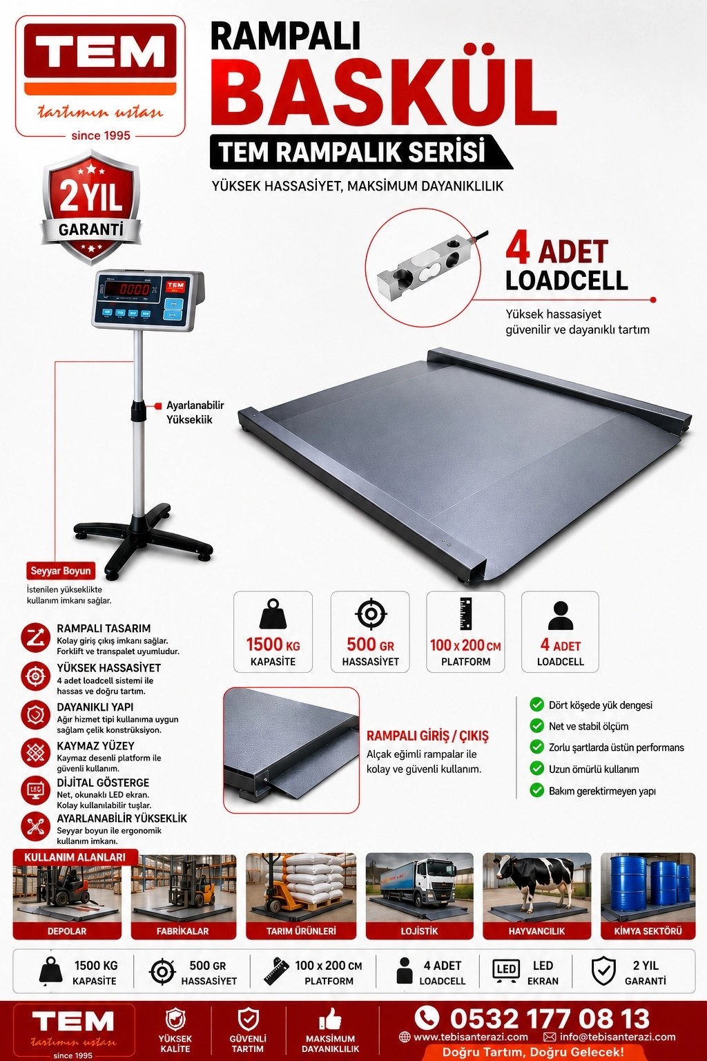 RAMPALI BASKÜL TEM 1500KGx500GR 100x200