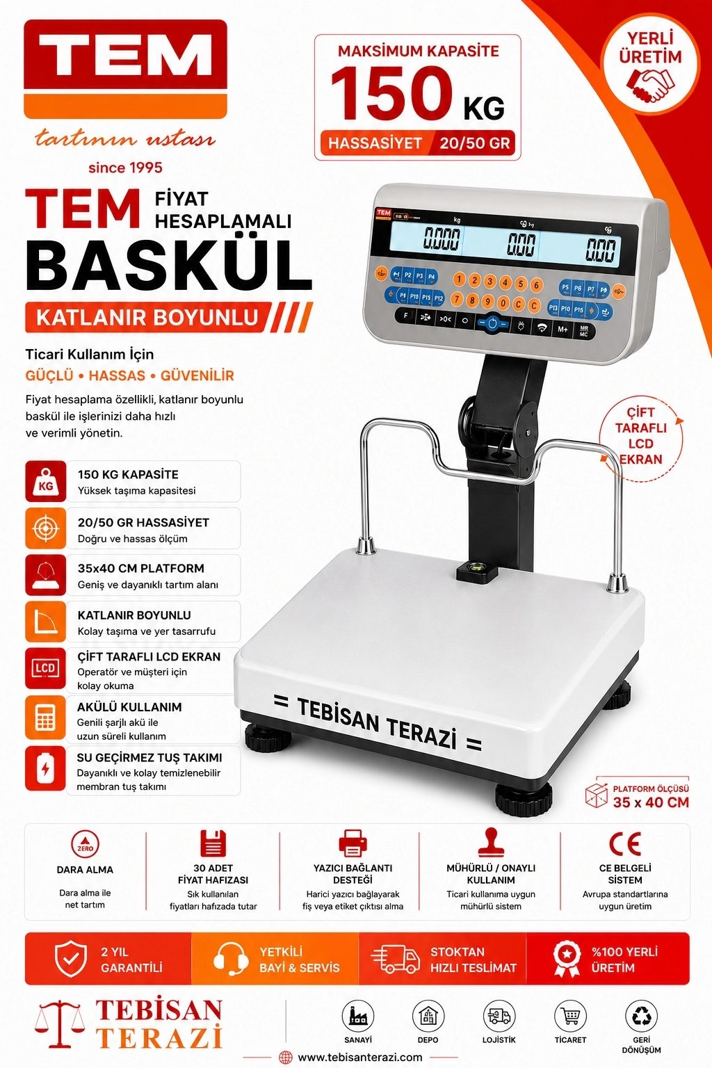 TEM SRP 150KG 20/50GR KATLANIR BOYUNLU FİYAT HESAPLAMALI BASKÜL 35x40 CM