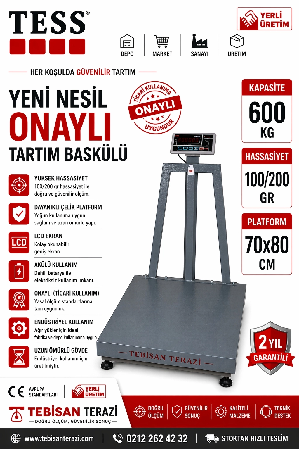 TESS EB 600KG 100/200GR BASKÜL 70x80 CM