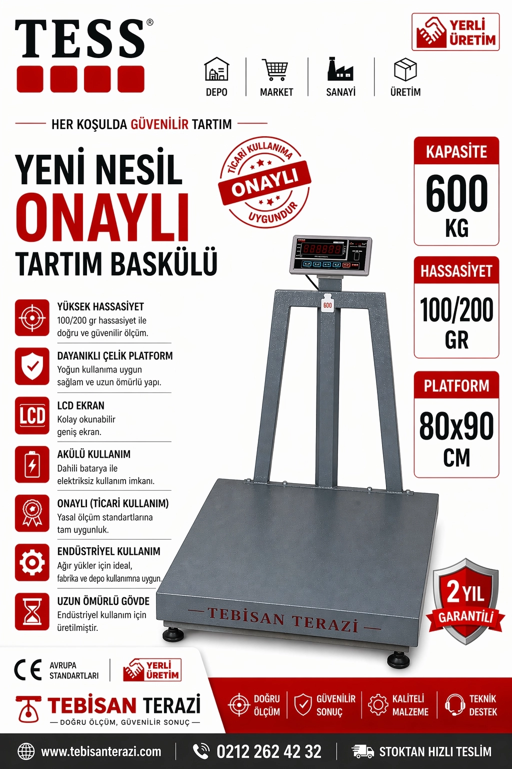 TESS EB 600KG 100/200GR BASKÜL 80x90 CM