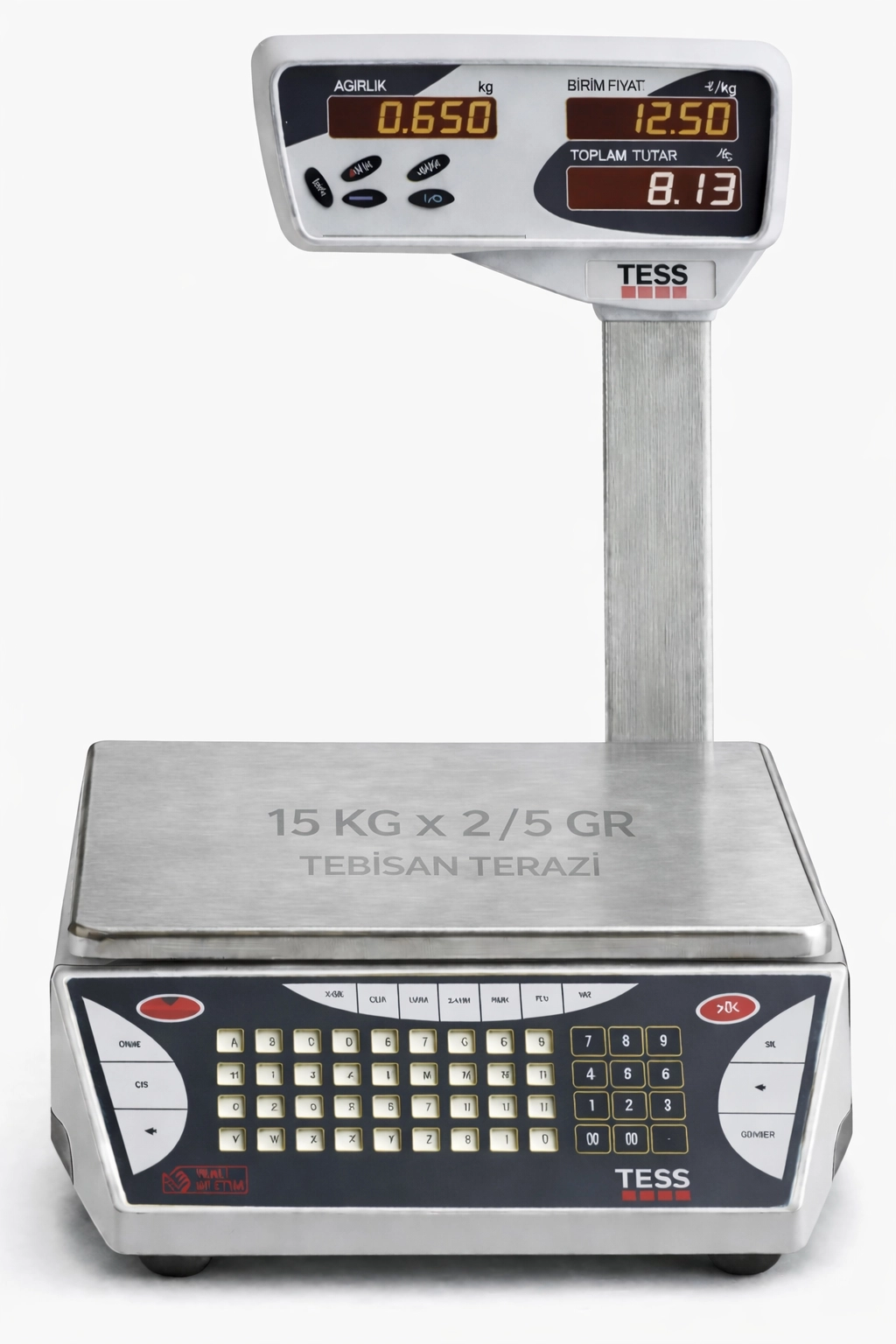 TESS MT-15KG 2/5GR BOYUNLU FİYAT HESAPLAMALI TERAZİ
