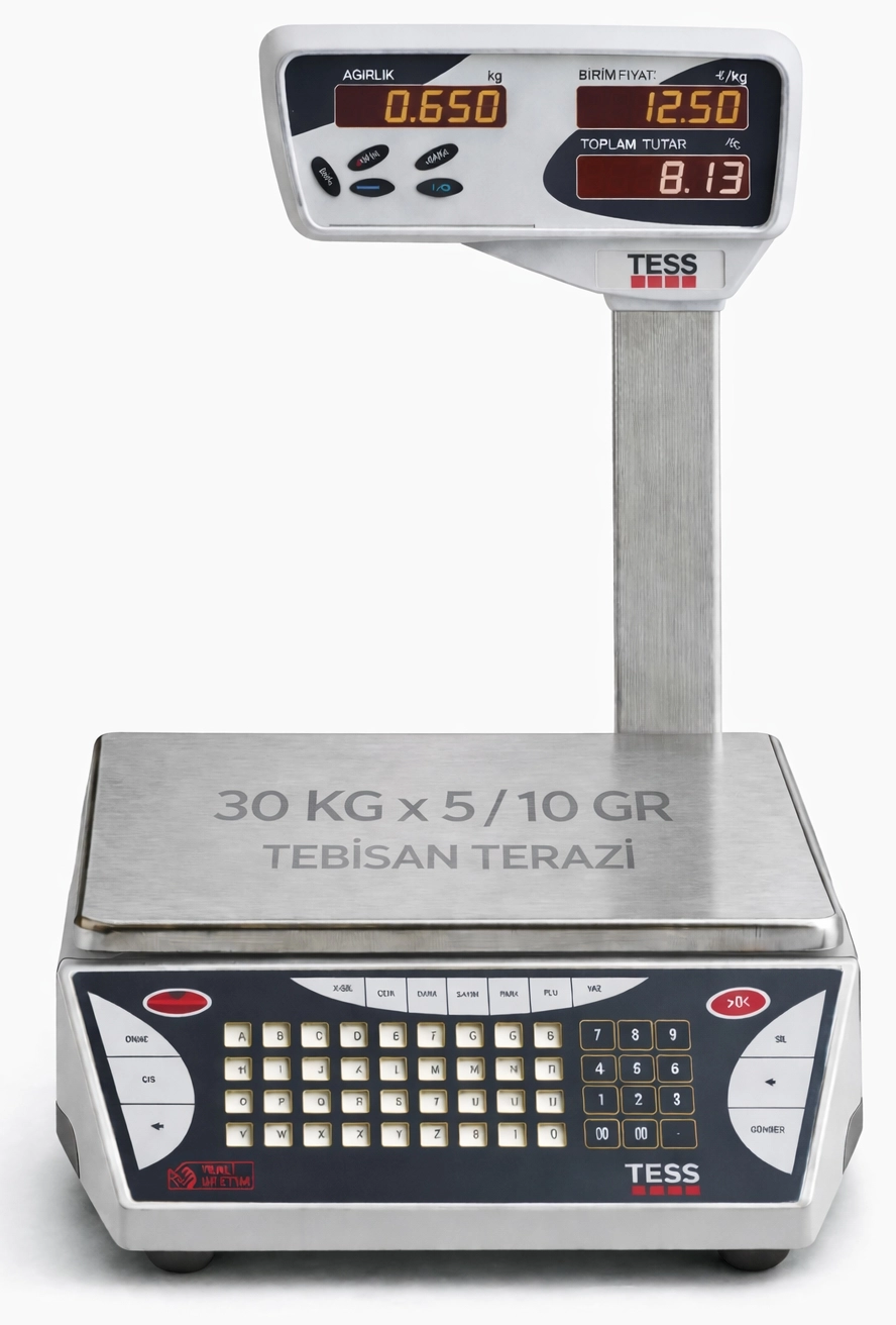 TESS MT-30KG 5/10GR BOYUNLU FİYAT HESAPLAMALI TERAZİ