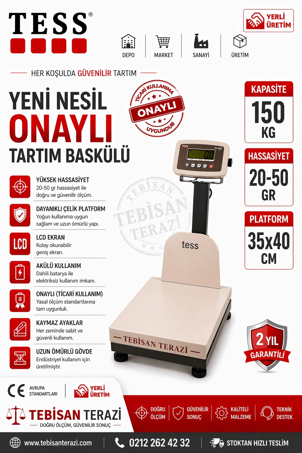 TESS RP 150KG 20/50GR ONAYLI BASKÜL 35x40 CM