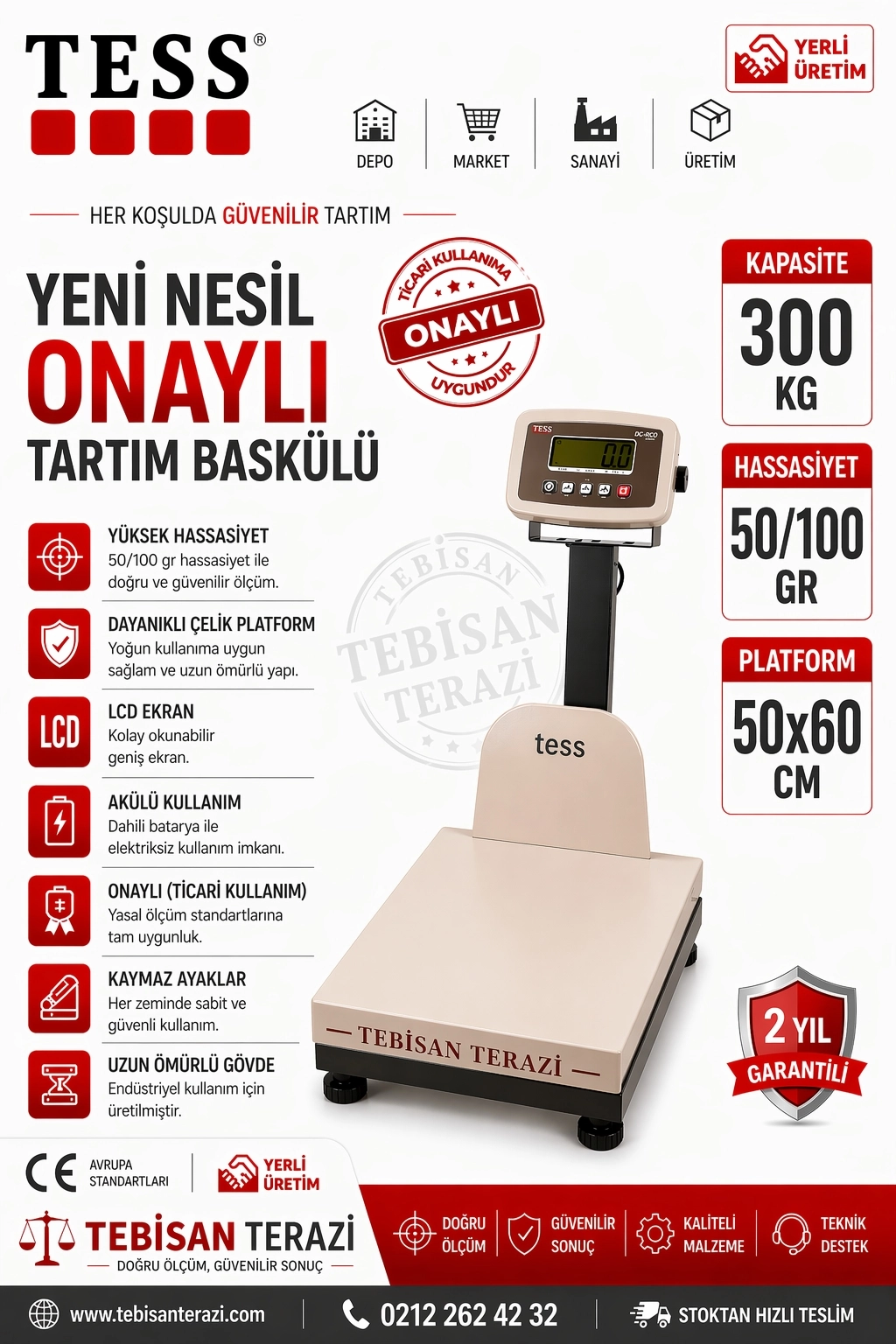 TESS RP 300KG 50/100GR ONAYLI BASKÜL 50x60 CM