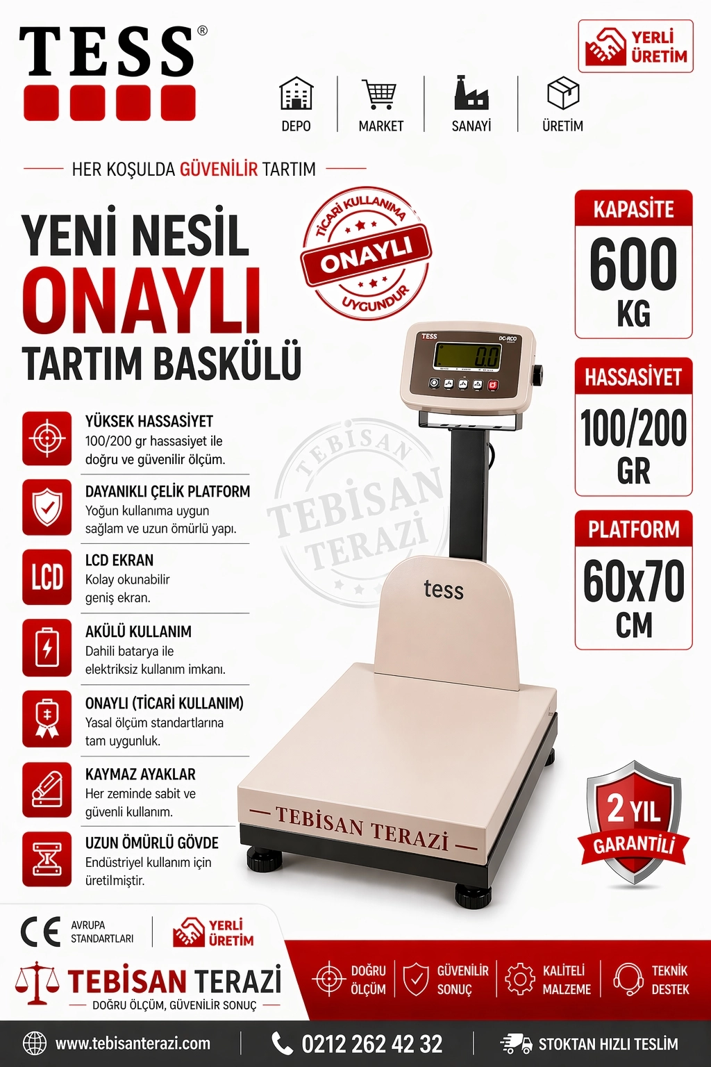 TESS RP 600KG 100/200GR ONAYLI BASKÜL 60x70 CM